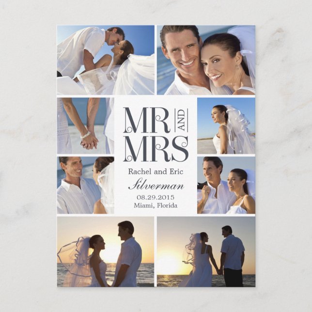 Wedding Montage Wedding Announcement - White Postcard (Front)
