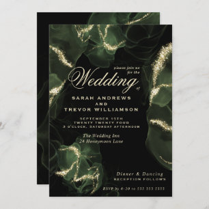 Wedding    Moss Abstract Alcohol Ink   Invitation
