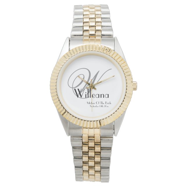 Wedding Mother Of The Bride Gift Monogram Chic  Watch (Front)