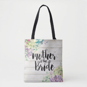 Wedding Mother of the Bride Succulents Rustic Wood Tote Bag
