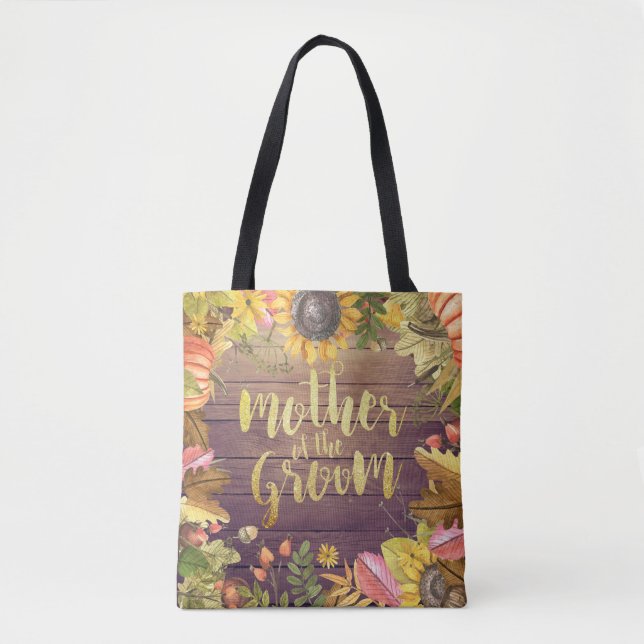 Wedding Mother of the Groom Autumn Maple Pumpkins Tote Bag (Front)