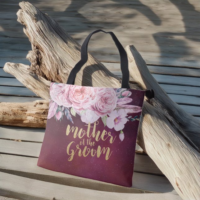 Wedding Mother of the Groom Floral Burgundy Red Tote Bag (Creator Uploaded)