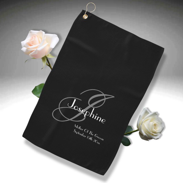  Wedding Mother Of The Groom Gift Elegant Monogram Golf Towel (She will love it!)