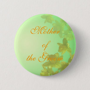 wedding mother of the groom  yellow tulip flowers 6 cm round badge