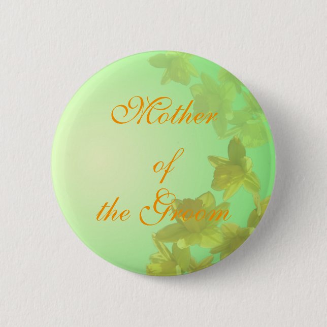 wedding mother of the groom  yellow tulip flowers 6 cm round badge (Front)
