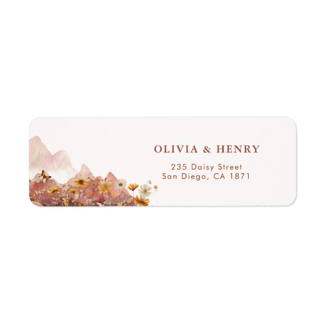 Wedding Mountain Wildflower Return Address Label (Front)