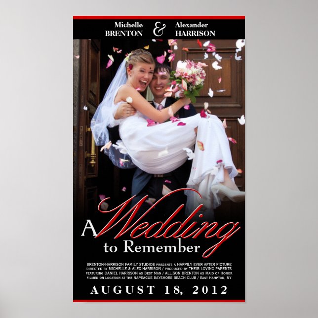 Wedding Movie Poster - Adjustable size Black & Red (Front)