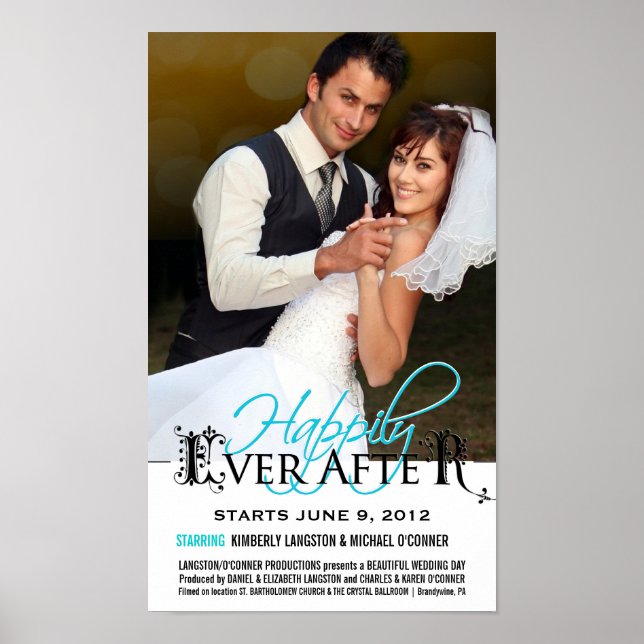 Wedding Movie Poster - Happily Ever After - Blue2 (Front)