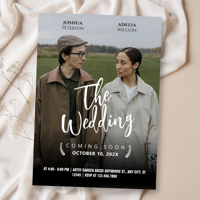 WEDDING MOVIE POSTER MINIMAL ROMANCE PHOTO  INVITATION (Creator Uploaded)