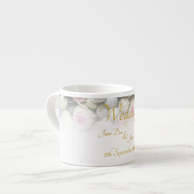 Wedding Mug - Bride with colourful wedding bouquet (Front Left)