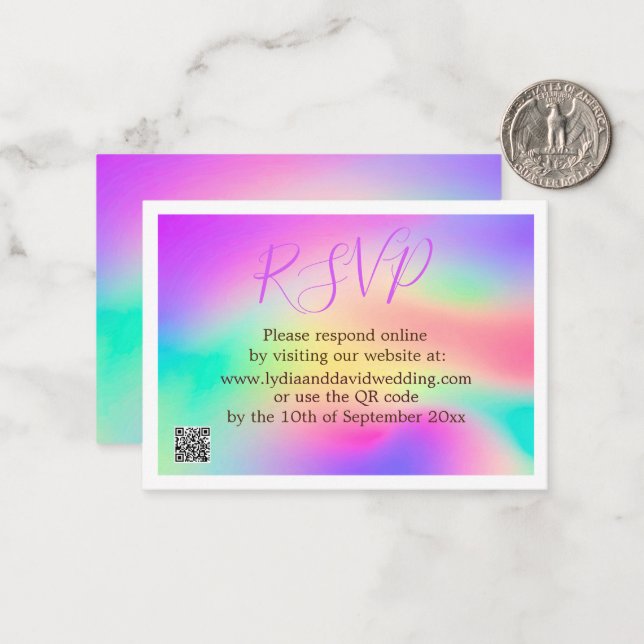 Wedding Multi Colour Tie Dye Modern Modern RSVP Card (Front/Back In Situ)