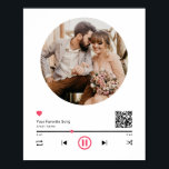 Wedding Music QR Code Couple Anniversary Photo Poster<br><div class="desc">Modern and elegant design printed Unique Wedding Music QR Code Couple Anniversary Photo Poster that can be customised with your text. Please click the "Customise it" button and use our design tool to modify this template. If you want change time marker location use spacebar to move the circle dot. Check...</div>