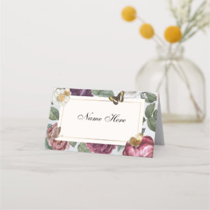 Wedding Name Bloom Floral Flower Butterfly Place Card