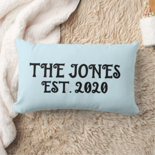 WEDDING NAME CUSTOM LUMBAR LIGHT BLUE PILLOW