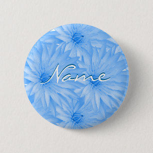Wedding name tags - customisable blue lilly 6 cm round badge