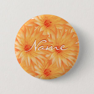 Wedding name tags - customisable orange lilly 6 cm round badge