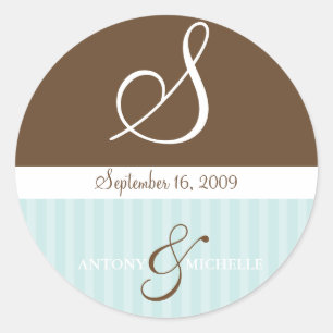 Wedding Names and Date Monogram Classic Round Sticker