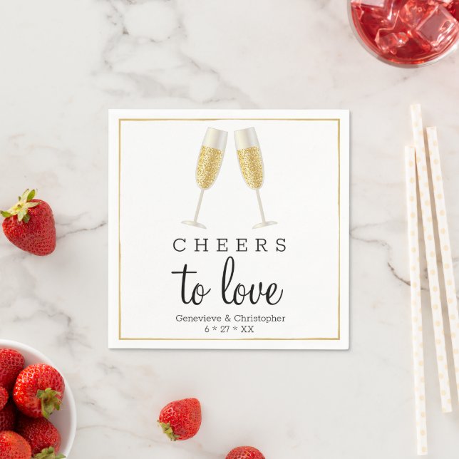 Wedding Napkin | Gold Cheers to Love Paper Napkin (Insitu)
