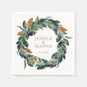 Wedding Napkin Greenery Cocktail Napkin