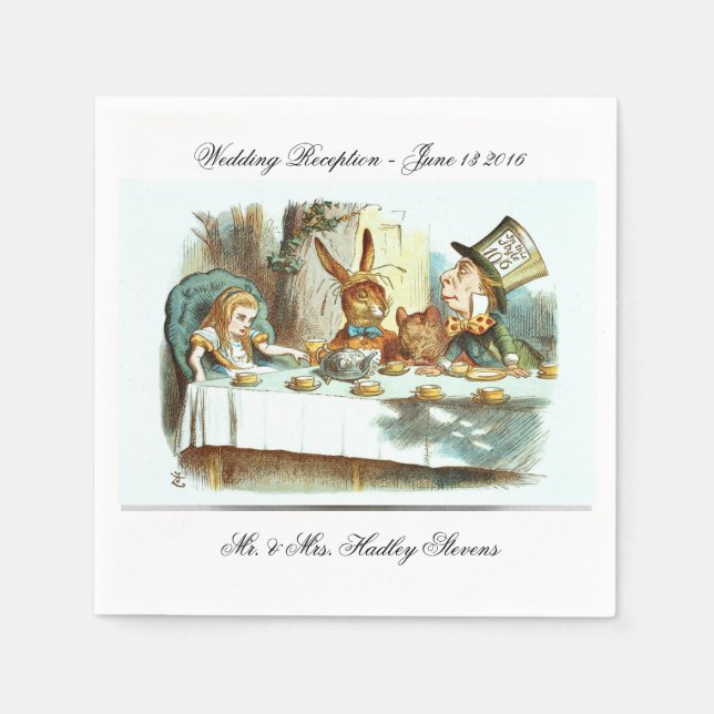 WEDDING NAPKINS -ALICE IN WONDERLANDS TEA PARTY- (Front)