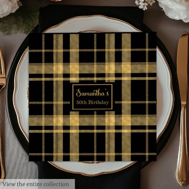 Wedding Napkins Black Gold Personalised Keepsake (Wedding Napkins Black Gold Personalized Keepsake)