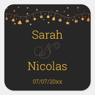 Wedding napkins personalised minimalist square sticker
