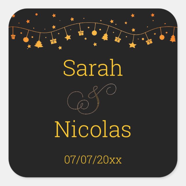 Wedding napkins personalised minimalist square sticker (Front)