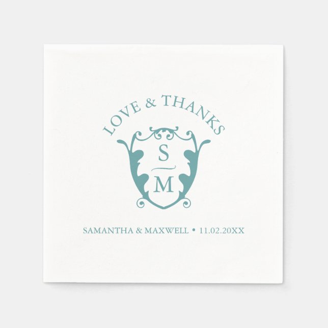 Wedding Napkins Template Custom Monogram Crest (Front)