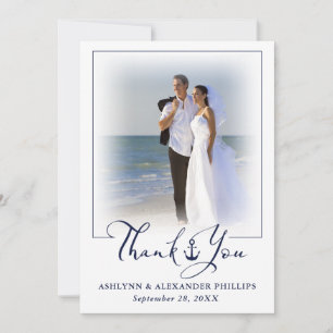 Wedding Nautical Anchor 2 Photos Script Thank You Card