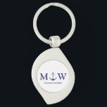 Wedding nautical anchor navy blue monogram favours key ring<br><div class="desc">Wedding nautical anchor navy blue monogram favours keychain.</div>