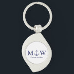Wedding nautical anchor navy blue monogram favours key ring<br><div class="desc">Wedding nautical anchor navy blue monogram favours keychain.</div>
