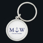 Wedding nautical anchor navy blue monogram favours key ring<br><div class="desc">Wedding nautical anchor navy blue monogram favours keychain.</div>
