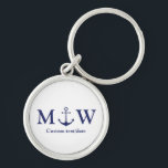 Wedding nautical anchor navy blue monogram favours key ring<br><div class="desc">Wedding nautical anchor navy blue monogram favours keychain.</div>