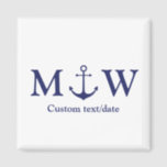 Wedding nautical anchor navy blue monogram favours magnet<br><div class="desc">Wedding nautical anchor navy blue monogram favours magnet</div>