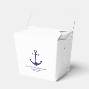 Wedding nautical anchor navy blue white elegant favour box