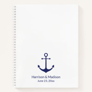 Wedding nautical anchor navy blue white elegant gu notebook