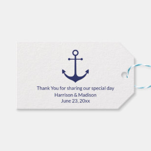 Wedding nautical anchor navy blue white favours gift tags