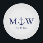 Wedding nautical anchor navy blue white monogram cutting board<br><div class="desc">Wedding nautical anchor navy blue and white monogram initials glass Cutting Board
Minimalist elegant design
customisable text
check the rest of the collection for favours,  gift tags,  stickers,  seals,  labels,  party supplies,  gift bags,  gift boxes,  cards,  etc
great for seaside ocean beach coastal style Weddings</div>