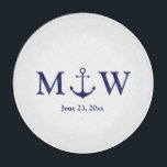 Wedding nautical anchor navy blue white monogram cutting board<br><div class="desc">Wedding nautical anchor navy blue and white monogram initials glass Cutting Board
Minimalist elegant design
customisable text
check the rest of the collection for favours,  gift tags,  stickers,  seals,  labels,  party supplies,  gift bags,  gift boxes,  cards,  etc
great for seaside ocean beach coastal style Weddings</div>