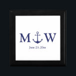 Wedding nautical anchor navy blue white monogram gift box<br><div class="desc">Wedding nautical anchor navy blue and white monogram initials Gift Box
Minimalist elegant design
customisable text
check the rest of the collection for favours,  gift tags,  stickers,  seals,  labels,  party supplies,  gift bags,  gift boxes,  cards,  etc
great for seaside ocean beach coastal style Weddings</div>