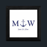 Wedding nautical anchor navy blue white monogram gift box<br><div class="desc">Wedding nautical anchor navy blue and white monogram initials Gift Box
Minimalist elegant design
customisable text
check the rest of the collection for favours,  gift tags,  stickers,  seals,  labels,  party supplies,  gift bags,  gift boxes,  cards,  etc
great for seaside ocean beach coastal style Weddings</div>