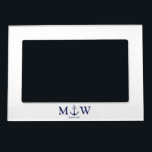 Wedding nautical anchor navy blue white monogram magnetic frame<br><div class="desc">Wedding nautical anchor navy blue and white monogram initials Magnetic Frame
Minimalist elegant design
customisable text
check the rest of the collection for favours,  gift tags,  stickers,  seals,  labels,  party supplies,  gift bags,  gift boxes,  cards,  etc
great for seaside ocean beach coastal style Weddings</div>