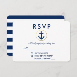 Wedding Nautical Blue Anchor RSVP
