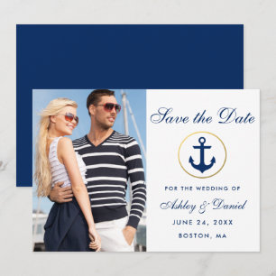 Wedding Nautical Blue Save The Date Photo