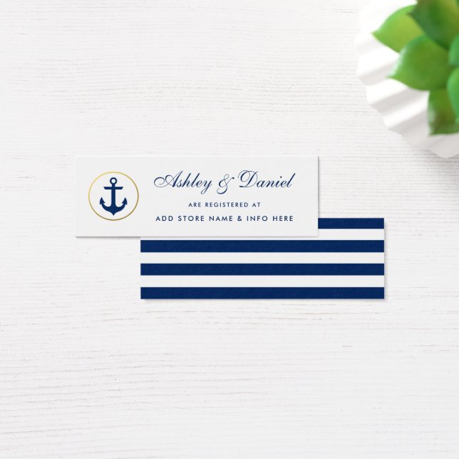 Wedding Nautical Blue Striped Registry Insert Card (Desk)