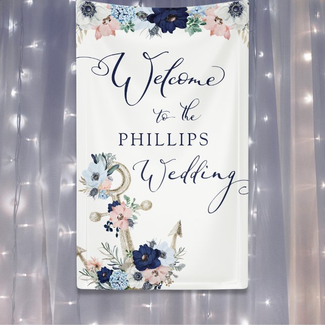 Wedding Nautical Floral Anchor Welcome Banner (Creator Uploaded)