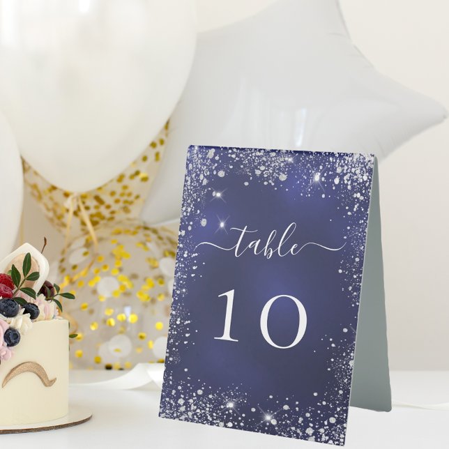 Wedding navy blue silver table number (Creator Uploaded)