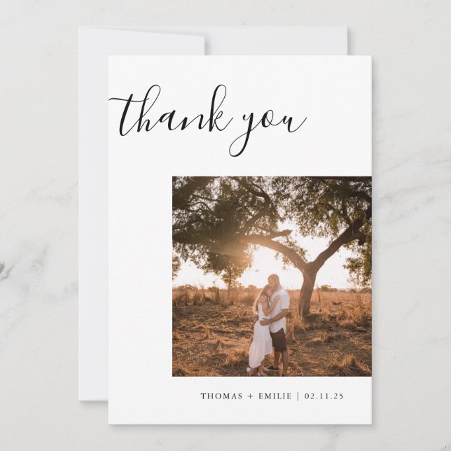 Wedding newly married three photo guests thank you card (Front)