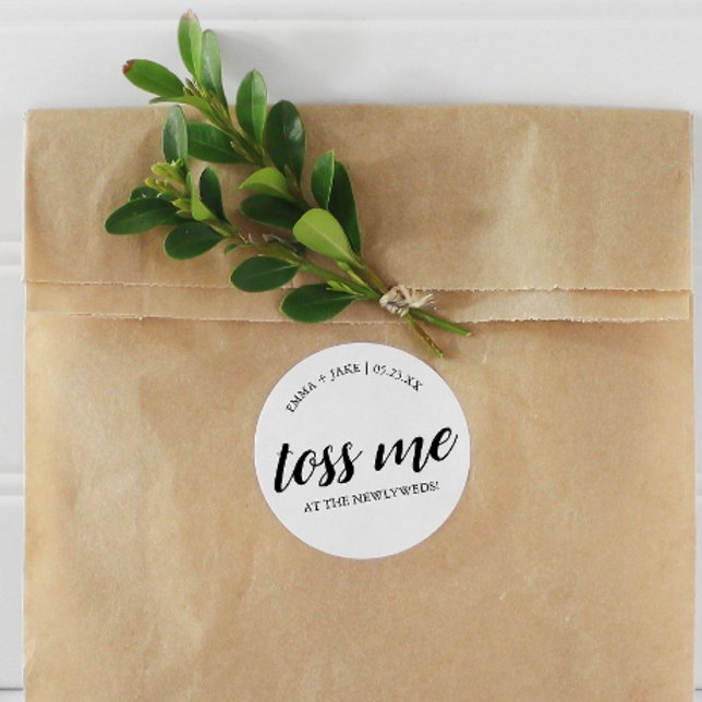 Wedding Newlywed Toss Stickers with Names and Date (Creator Uploaded)