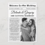 Wedding Newspaper Fun Black White Photo Itinerary Program<br><div class="desc">A fun newspaper style wedding design. This newspaper wedding theme has been designed to mimic a traditional newspaper with customised headlines, text and black and white photos. This newspaper template will automatically change your uploaded photos into black and white, so need to change them. A unique newspaper style wedding design...</div>